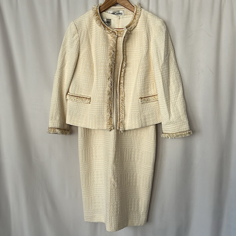 Sara Campbell NWT Ivory and Gold Chemise Dress and Jacket Set **Size 6/M**🌺🌺 - Picture 1 of 9